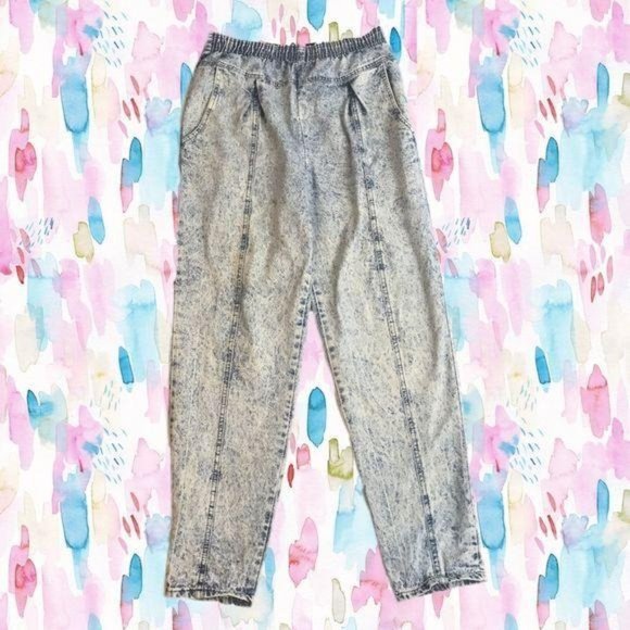 Vintage Acid Wash High Waist Pleated Jeans - Picture 1 of 12